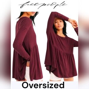 FREE PEOPLE Oversized Forever Your Girl Women's Babydoll Soft Knit Top